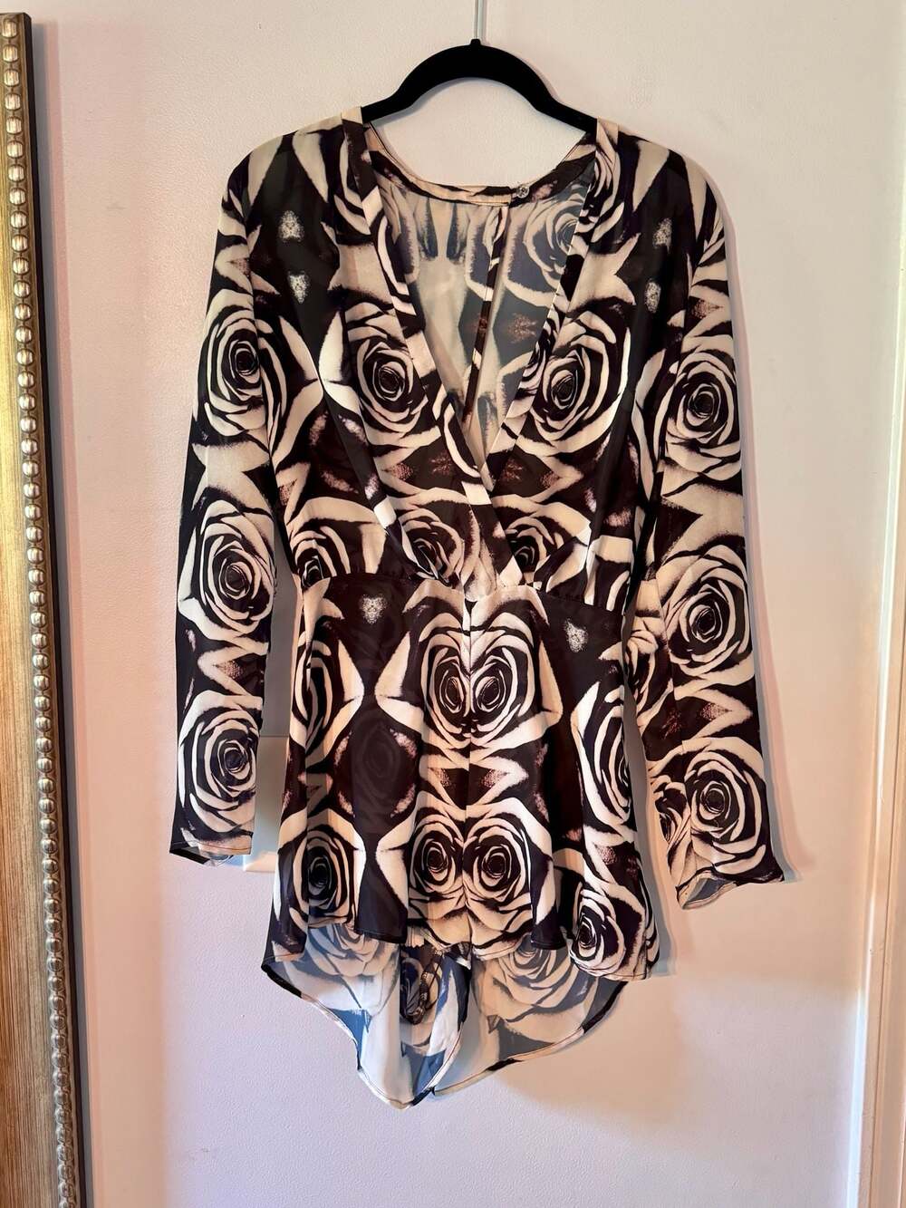 Vintage Bec + Bridge Rose Print Romper Size 4 Sheer Y2K Party Playsuit
